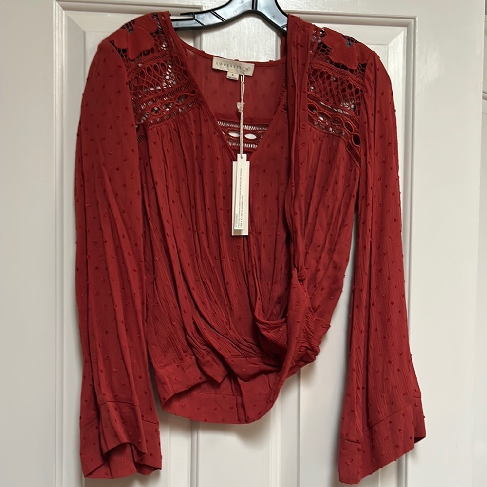 LoveStitch Women's Terra-cotta Wrap Blouse